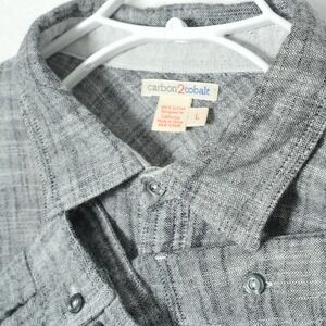 Carbon2Cobalt Button Shirt Men's Size Large Gray Charcoal Heathered Short Sleeve